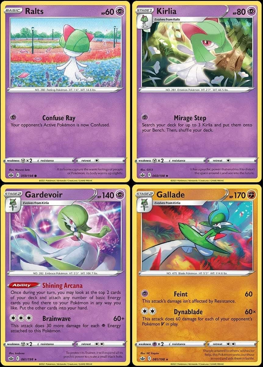 Pokemon Gardevoir 061/198 & Gallade 081/198 - Chilling Reign - Rare - Evolution Card Lot