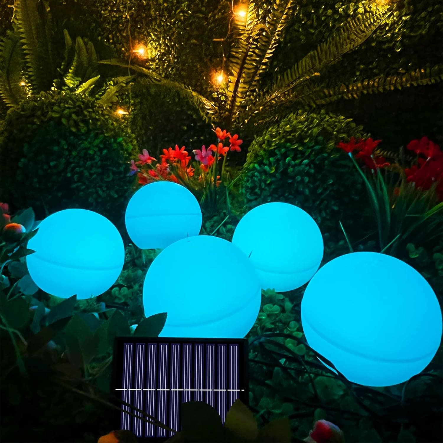HYSapientia 5 LED Balls Solar Pathway Lights 4.7 Inch,16 RGB Colors Outdoor Waterproof Solar Orb Lights, 10 Hrs Long-Lasting Multicolor Landscape Globe Lights, Solar Lights for Garden Patio Walkway