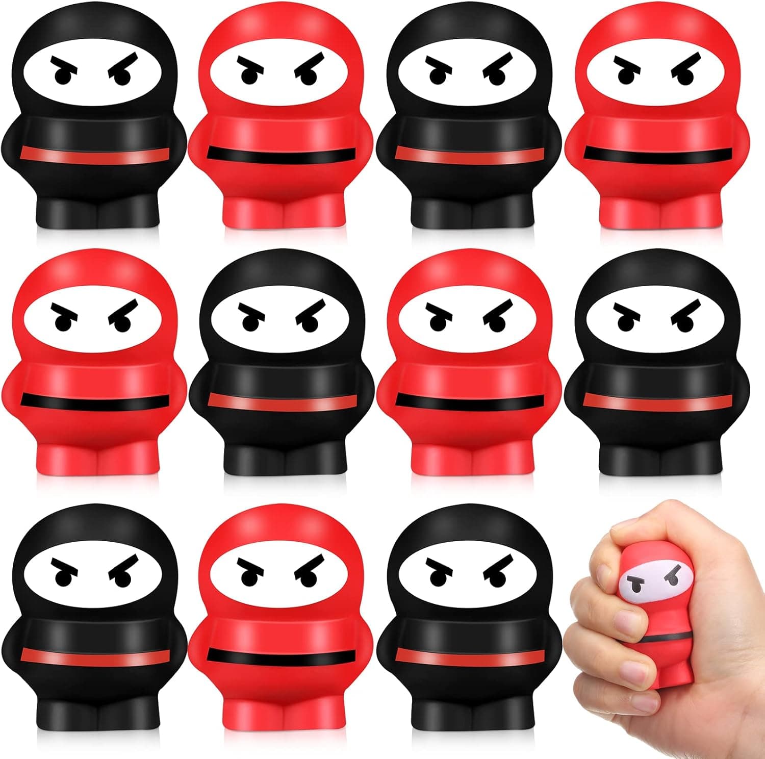 12 Pieces Ninja Stress Balls Warriors Fighters Figures Ninja Party Favors Squishy Stress Toys Ninja Stress Toys Soft Funny Ninja Slow Rising Toys for Ninja Themed Birthday Party Favors Supplies