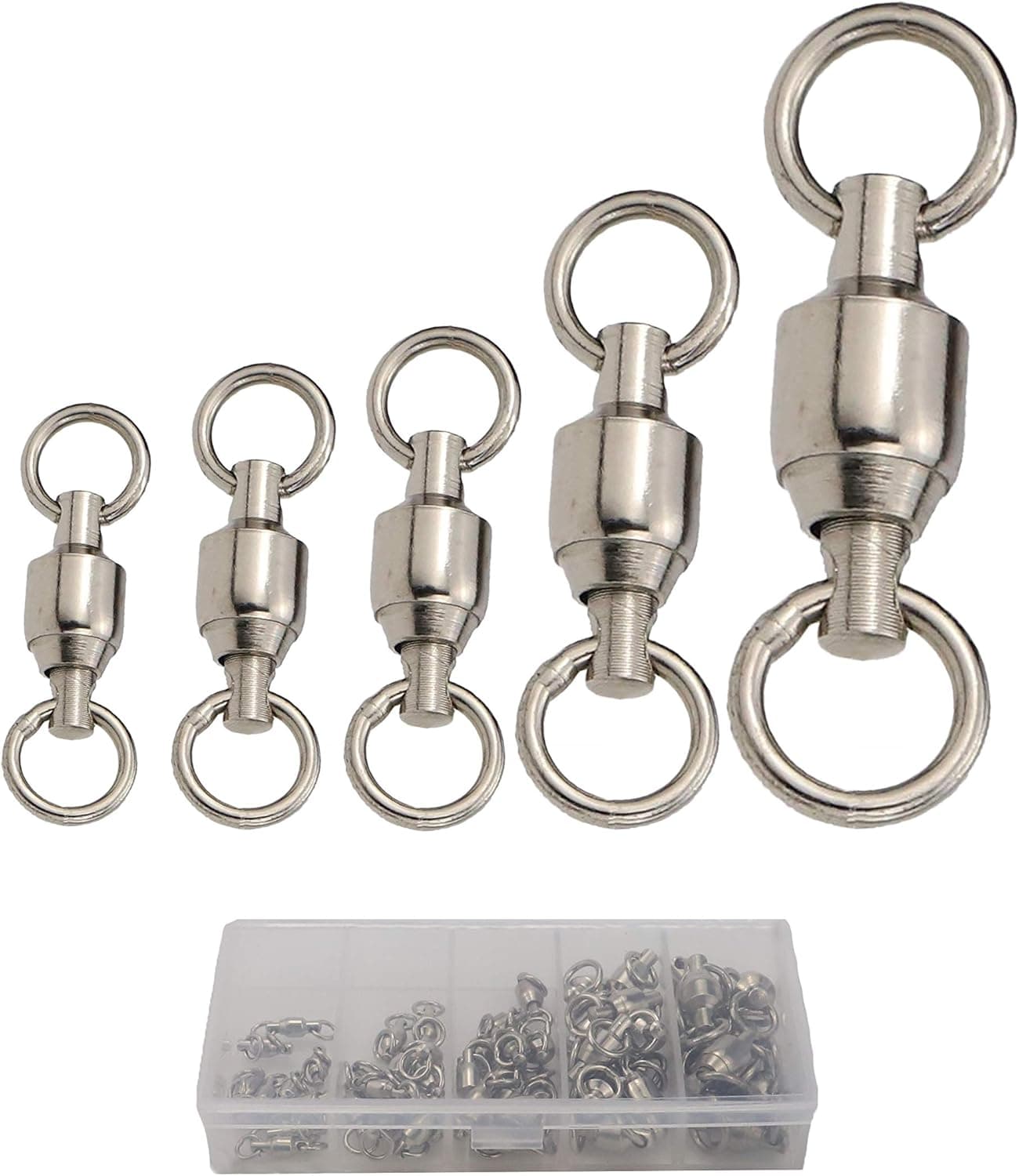 Facikono Saltwater Ball Bearing Swivel Set, Fishing Snap Swivels Heavy Duty Big Game Fishing Tackle Spinner Connector
