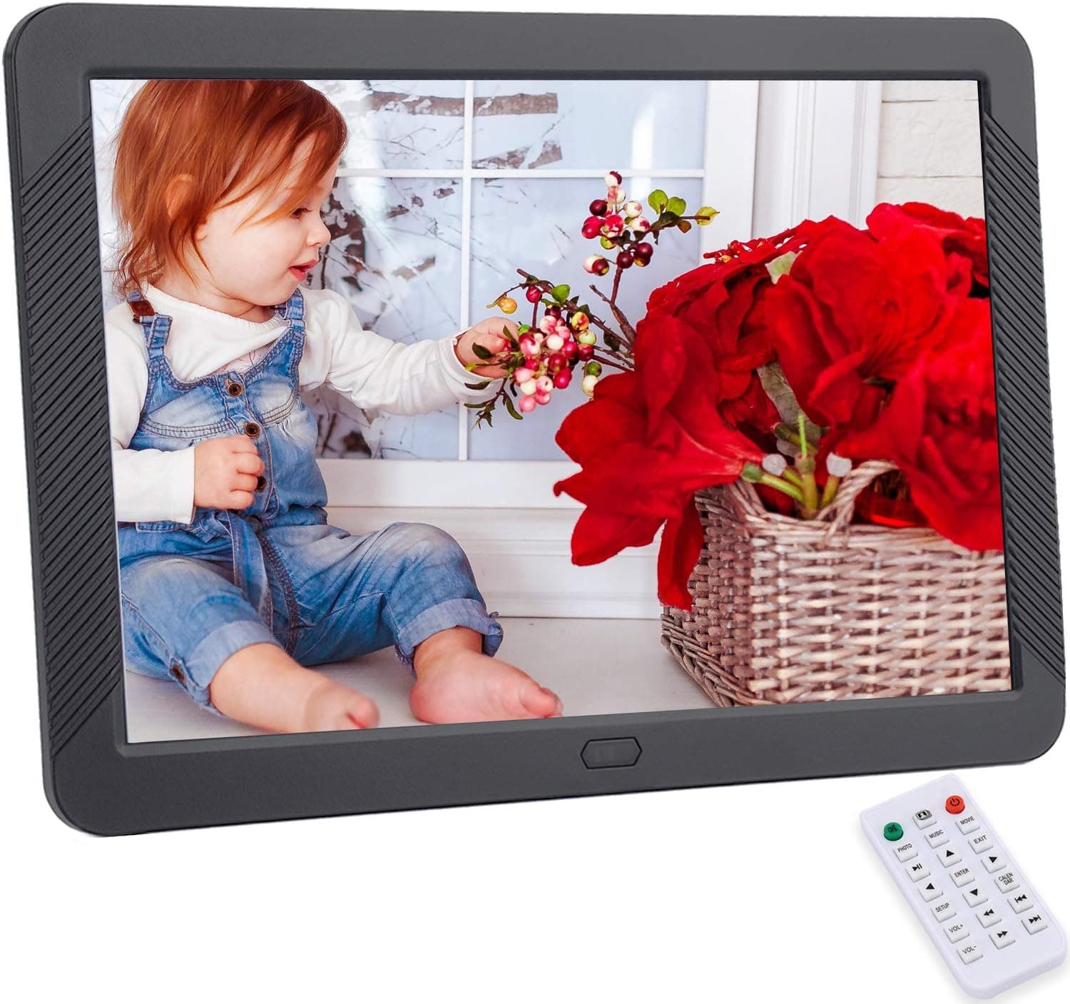 CofunKool Digital Photo Frame 8 inches, HD Digital Picture Frame with 1920x1080 IPS Screen, Support 1080P Video, Music Player, Auto On/Off Timer, Calendar, Alarm, with Remote Control