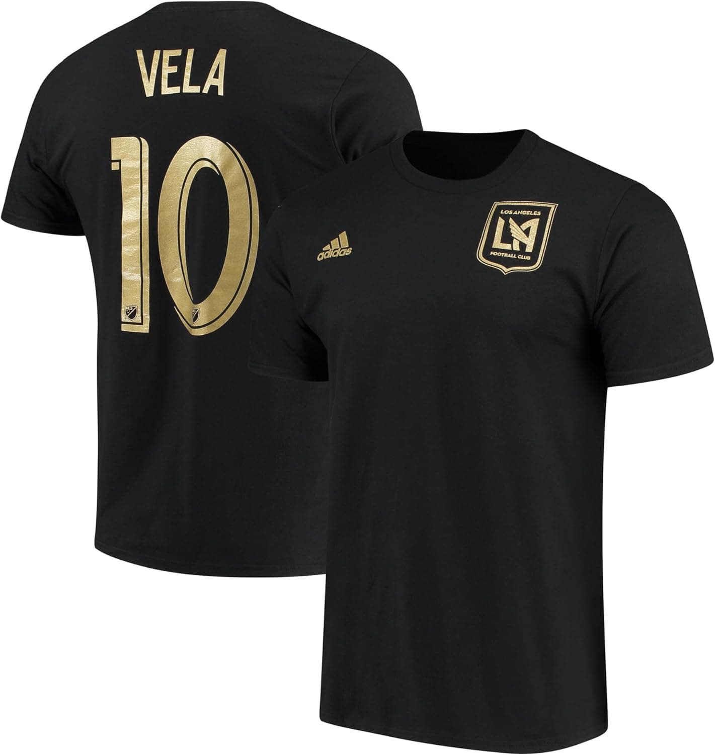 adidas Carlos Vela Los Angeles FC #10 Men's Player Name & Number T-Shirt Black