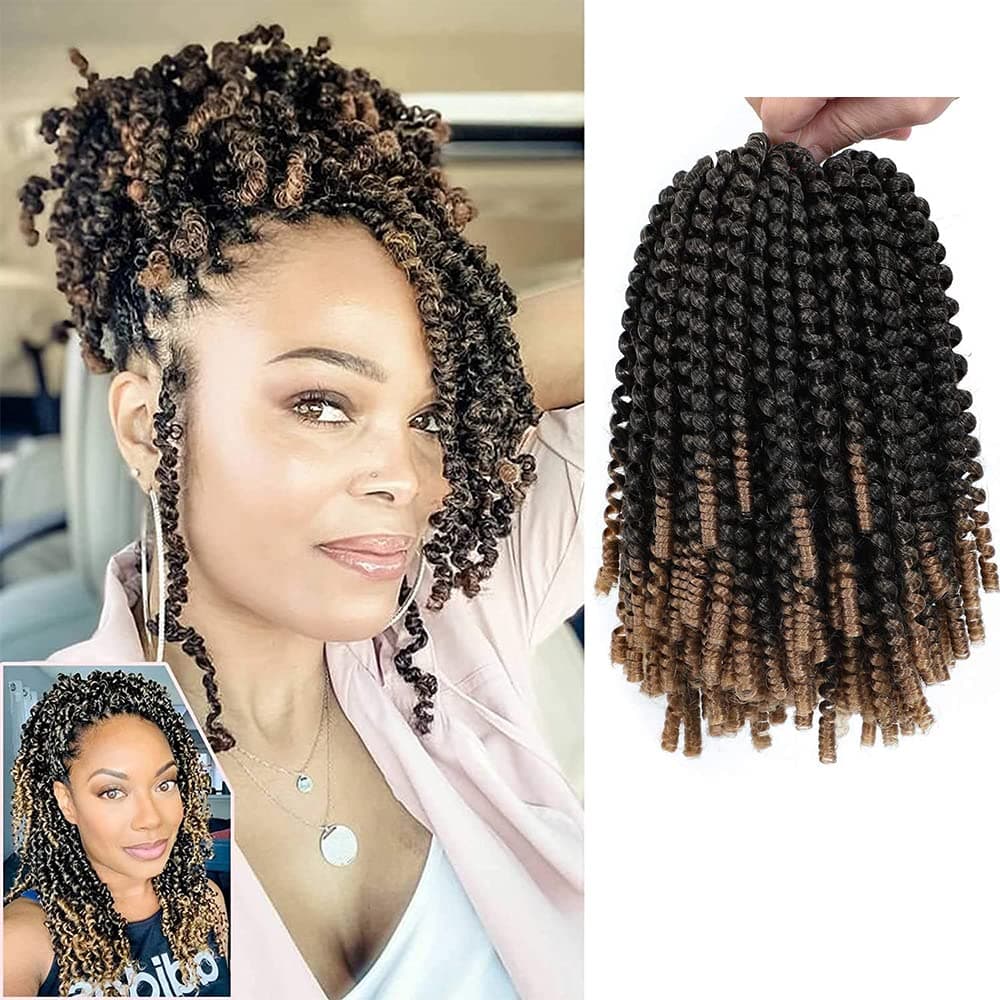 90 Strands Spring Twist Hair for Butterfly Faux Locks ,Ombre Spring Twist Crochet Hair,Spring Twist Braiding Hair,Low Temperature Kanekalon Twist Crochet Hair for Black Women (8 Inch,T1B27)