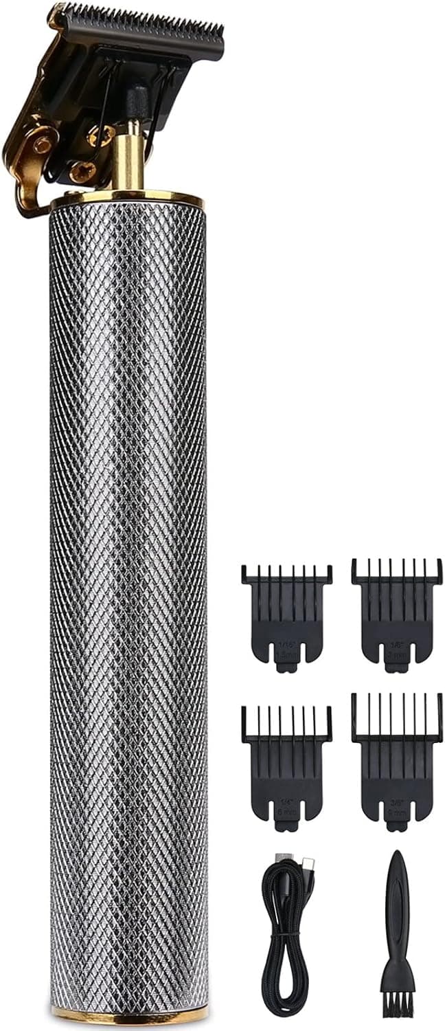 Vetmor Zero Gapped Trimmers Hair Liners for Men Edge Up Clippers T Blade Trimmer Lineup Precision Hairline Professional Edgers Clippers (Silver)