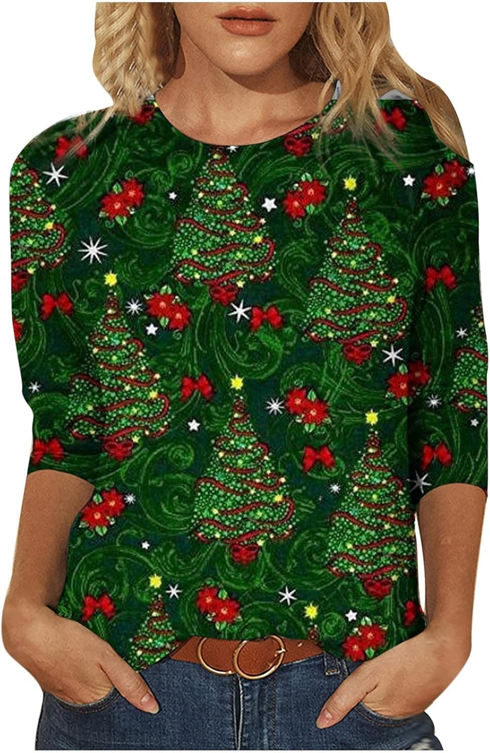 Merry and Bright Shirt Women Funny Leopard Printed Plaid Christmas Trees Long Sleeve Sweatshirts Xmas Graphic Tees