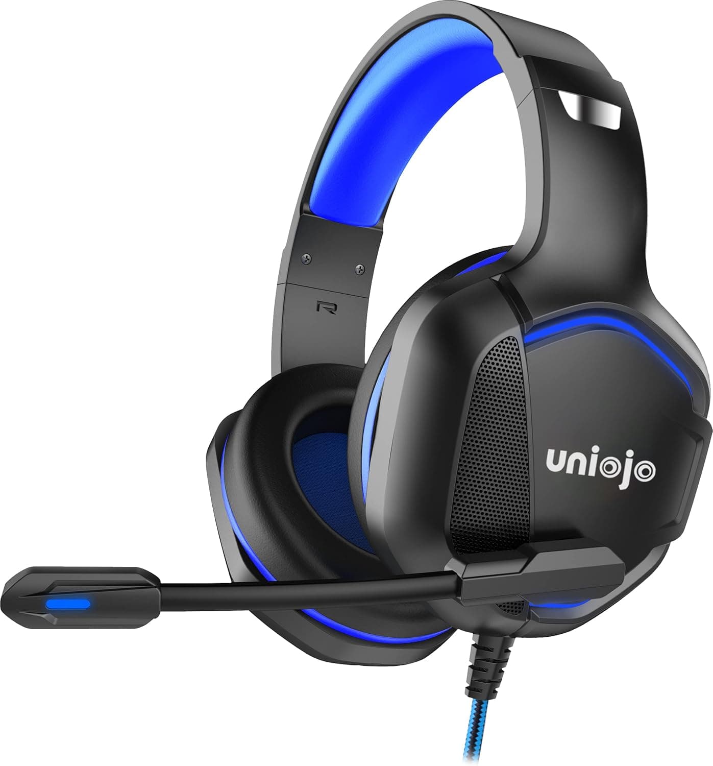 UNIOJO Gaming Headset for PS4 PS5 Xbox One, Gaming Headphones with Micphone, LED Light, Noise Reduction Stereo Bass Surround, Soft Memory Earmuffs for Xbox One X PC Laptop,