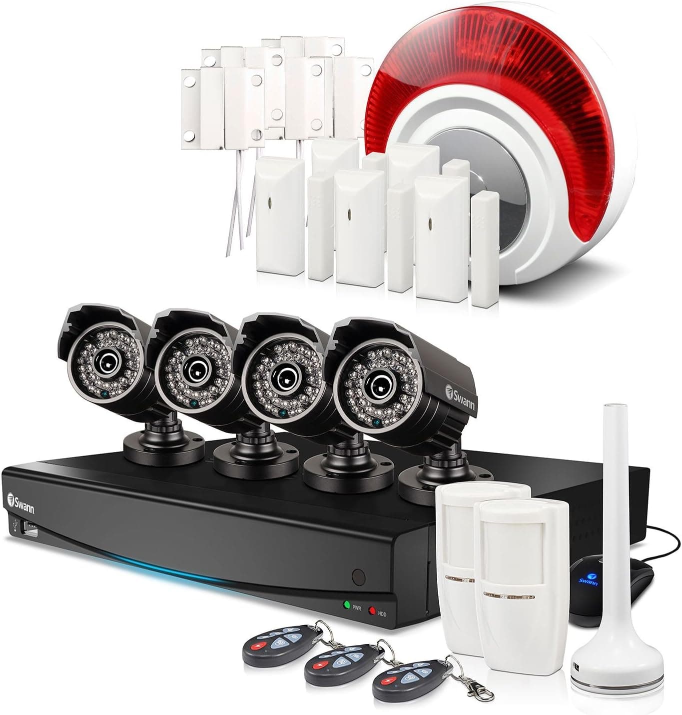 Swann SWVAK-834254C Integrated Video & Alarm Security System (8 Channels, 960H Resolution, 1TB Recording, 4 x Pro-735 Cameras, A