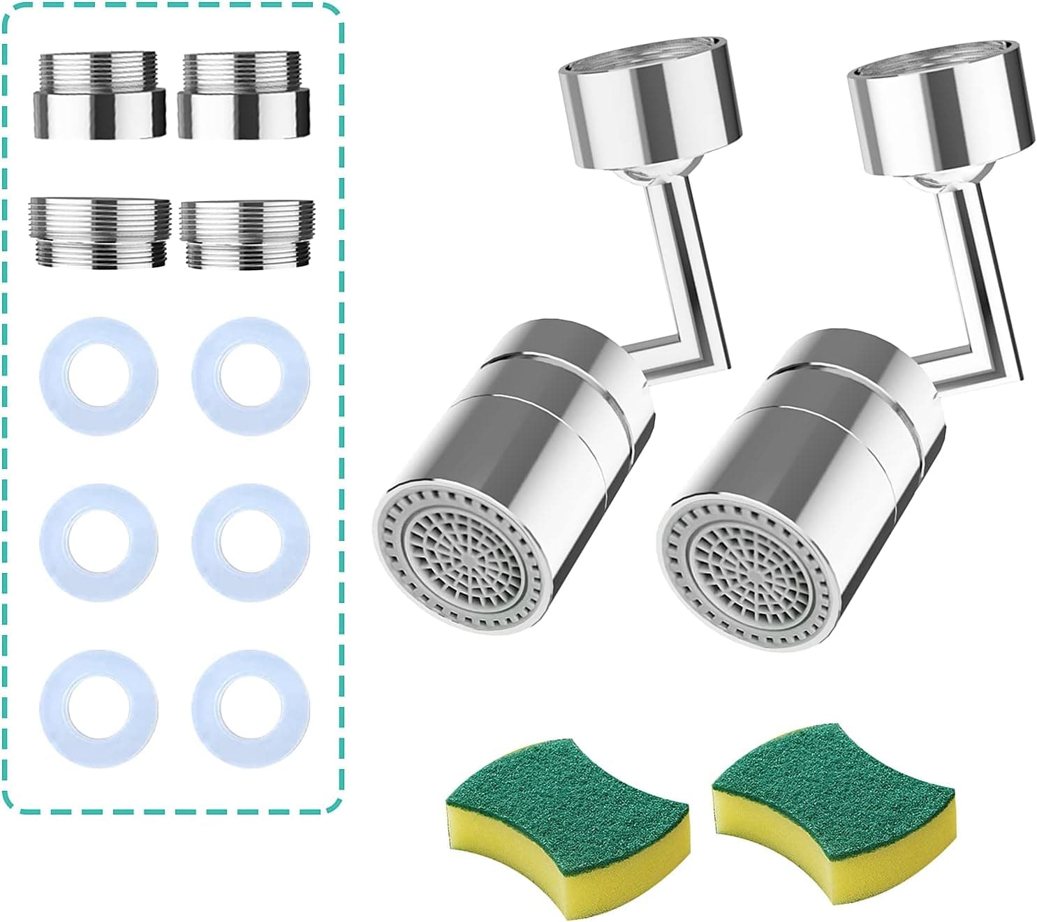 2PCS XUERZAT 720 Degree SwivelKitchen Faucet Aerator ,Universal Anti - Splash Sink Attachment 2 Modes faucet extender,for athroom Face Washing, Gargle & Eye Flush adapter