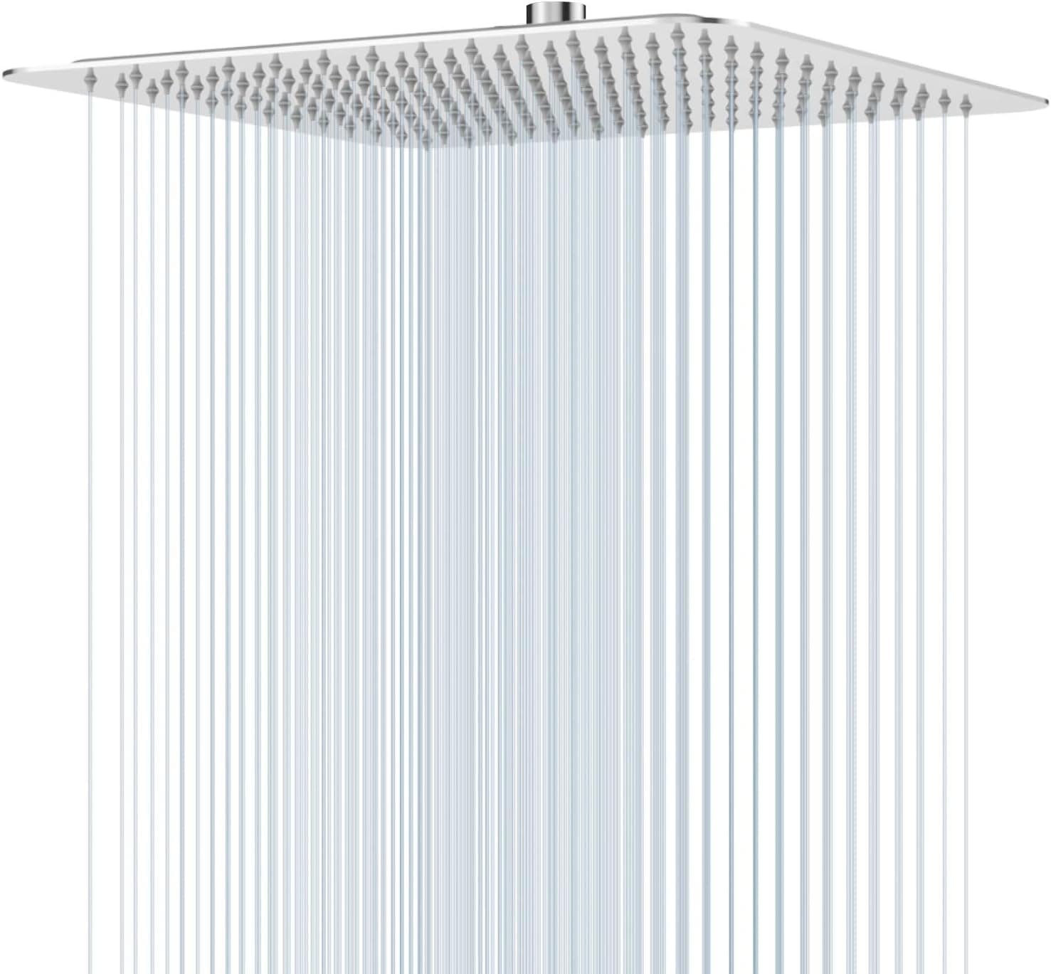 SR SUN RISE Luxury 16 Inch Large Square Stainless Steel Shower Head High Pressure Rainfall Showerhead Ultra Thin Water Saving Polished Chrome 2.5 Gpm