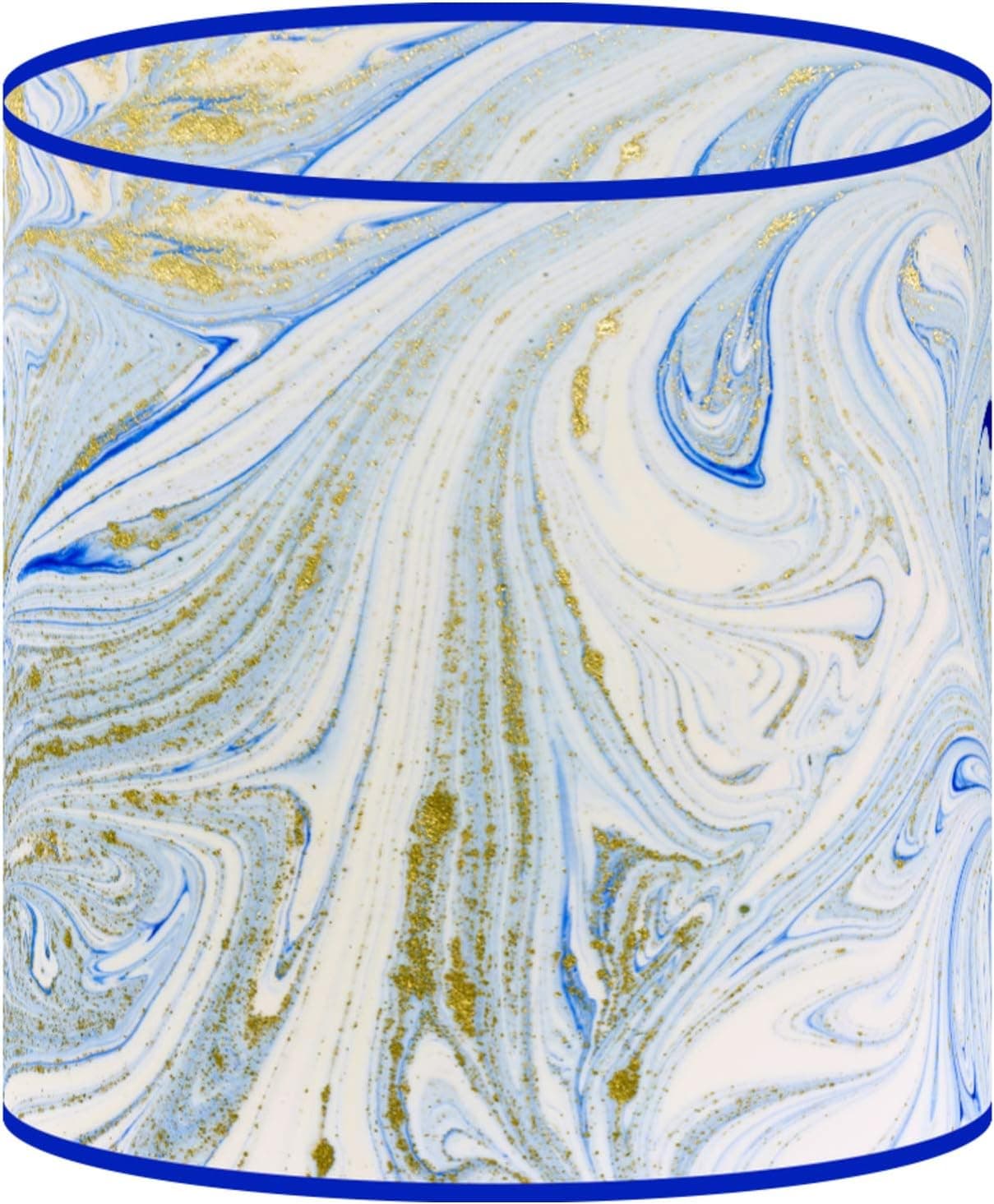 LampPix 10.00 Inch Table Lamp Shade - Marble Lt Blue Custom Printed Canvas Desk Lampshade (Uno Fitting)