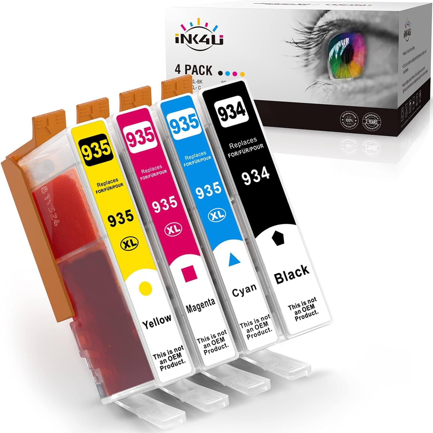 INK4U Compatible Ink Cartridge Replacement for HP 934 935 High Yield 934XL 935XL for OfficeJet 6220 6800 6812 6815 6820 6822 6825 OfficeJet Pro 6230 6830 6835 6836 Printer Ink (4 Pack Combo)