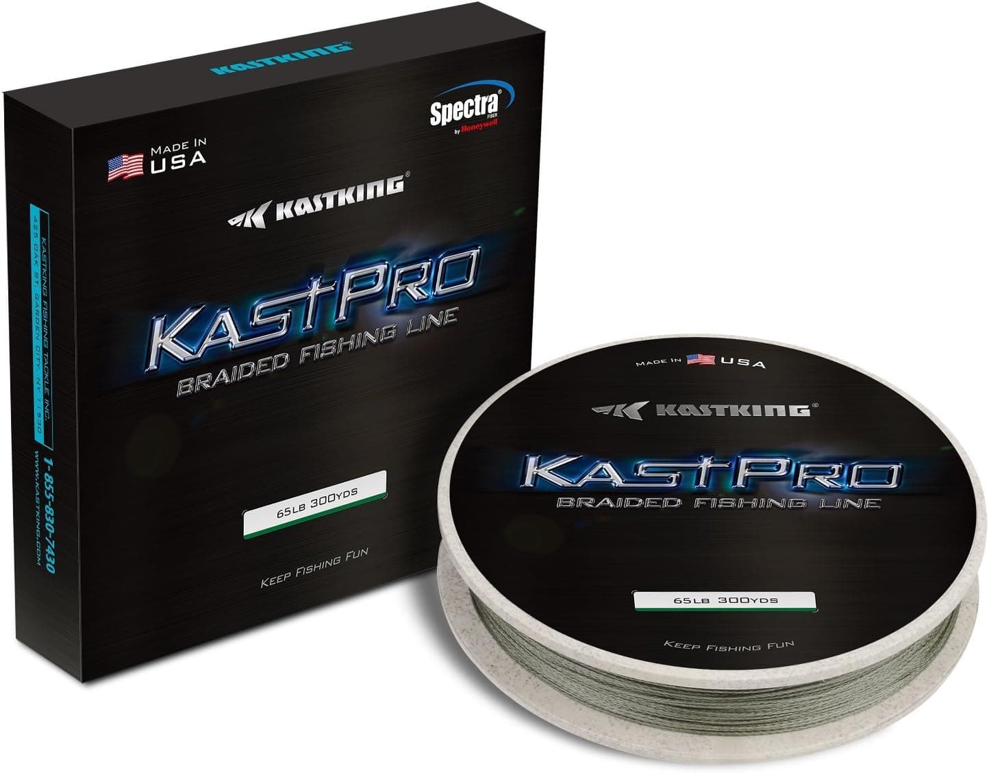 KastKing KastPro Braided Fishing Line - Spectra Super Line - Made in The USA - Zero Stretch Braid - Thin Diameter - On Biodegradable BioSpool! - Aggressive Weave - Incredible Abrasion Resistance!