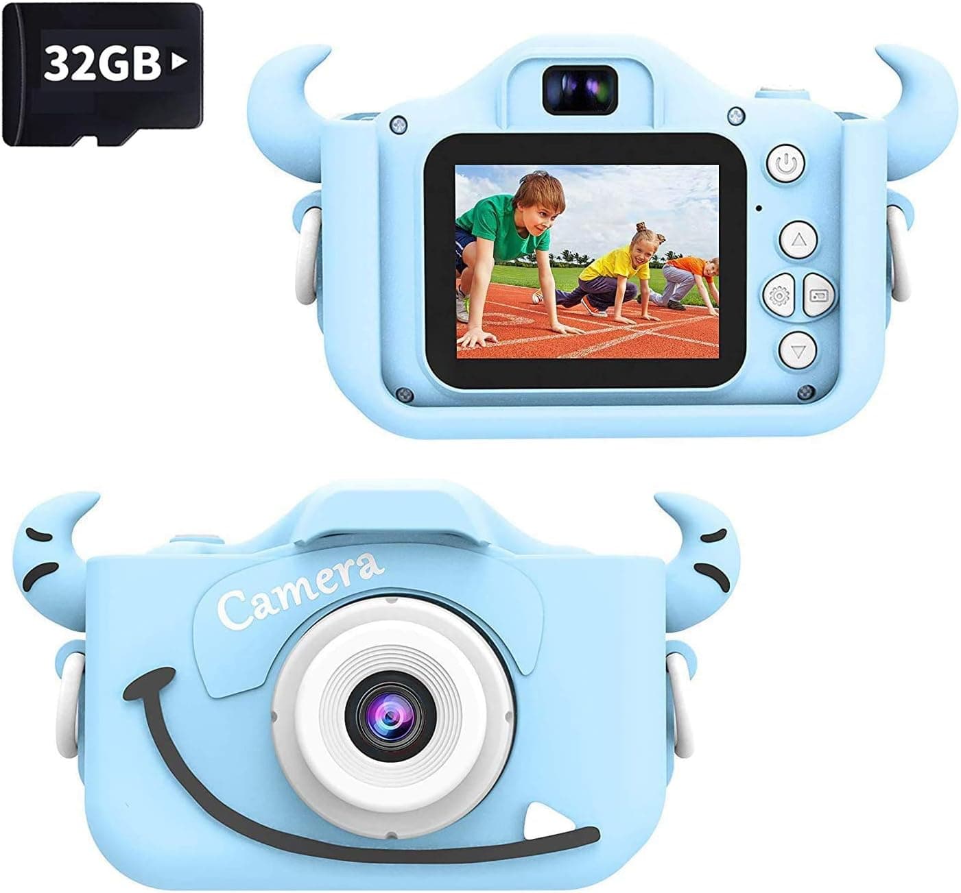 Wurkkos Kids Selfie Digital Camera, Christmas Birthday Gifts for Boys Age 3-9, Rechargeable HD Digital Video Cameras for Toddler, Portable Toy for 3 4 5 6 7 8 Year Old Boy with 32GB SD Card Blue