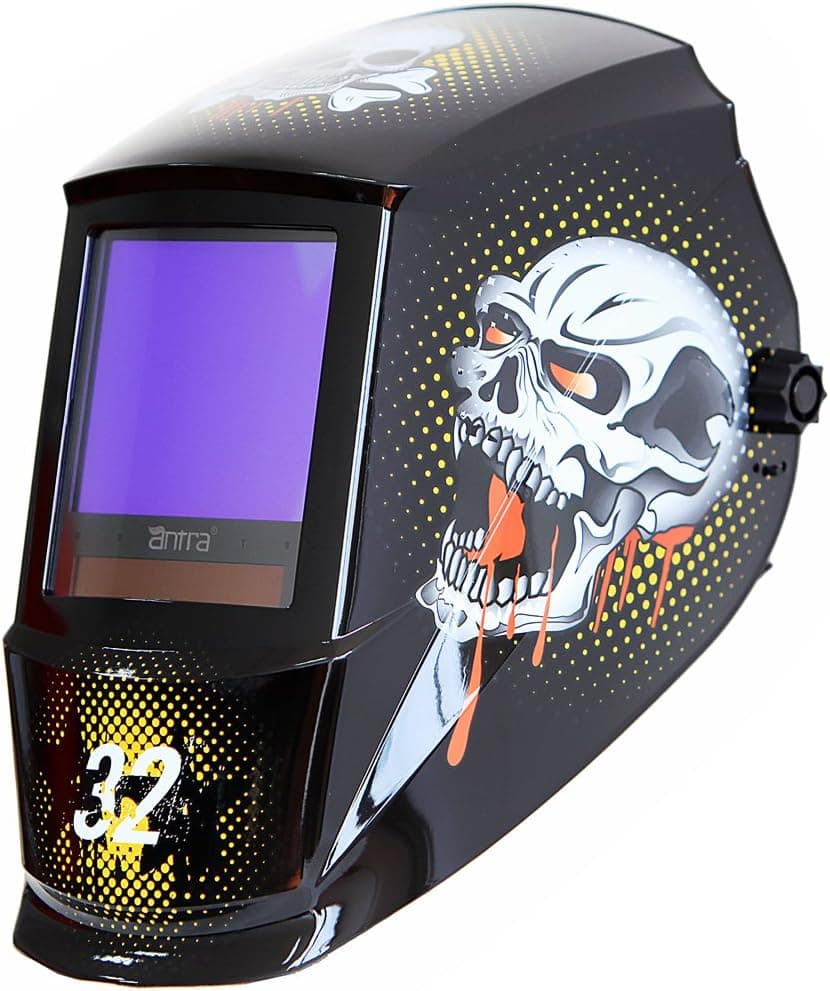 Antra True Color Wide Shade Range 4/5-13 Jumbo Screen 3.86X3.5" Auto Darkening Welding Helmet AH7-860-7321 with Solar Power TIG MIG/MAG MMA Plasma Grinding 6+1 Extra lens covers