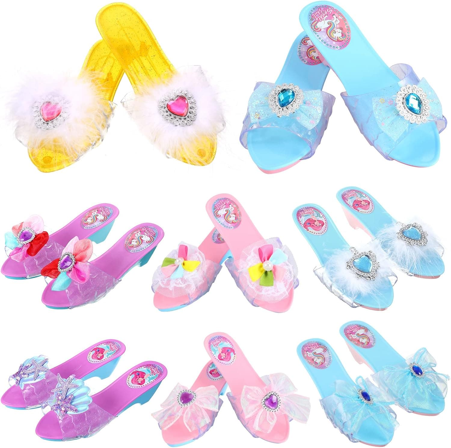 8 Pairs Toddler Princess Dress up Shoes for Girls 4 - 6, Play Shoes with Heels Fits Toddler Shoe Size 7 - 10 for Little Girls Role Playing Birthday Princess Themed Party