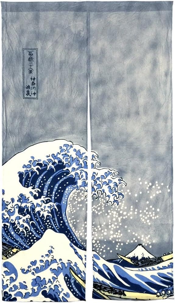 Japanese Noren Ukiyoe The Great Wave off Kanagawa Door Way Curtain 59"x33.45"