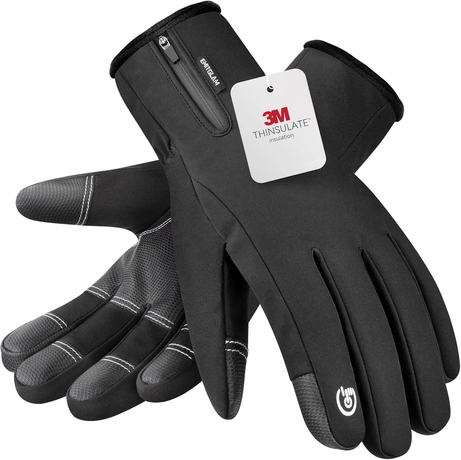 EMITGLAM Winter Gloves Men & Women Made with 3M Premium Insulation, Waterproof Snow Ski Gloves with 10 Touchscreen Fingers & 5-Layer Fabric, Windproof Thermal Warm Gloves for Cold Weather