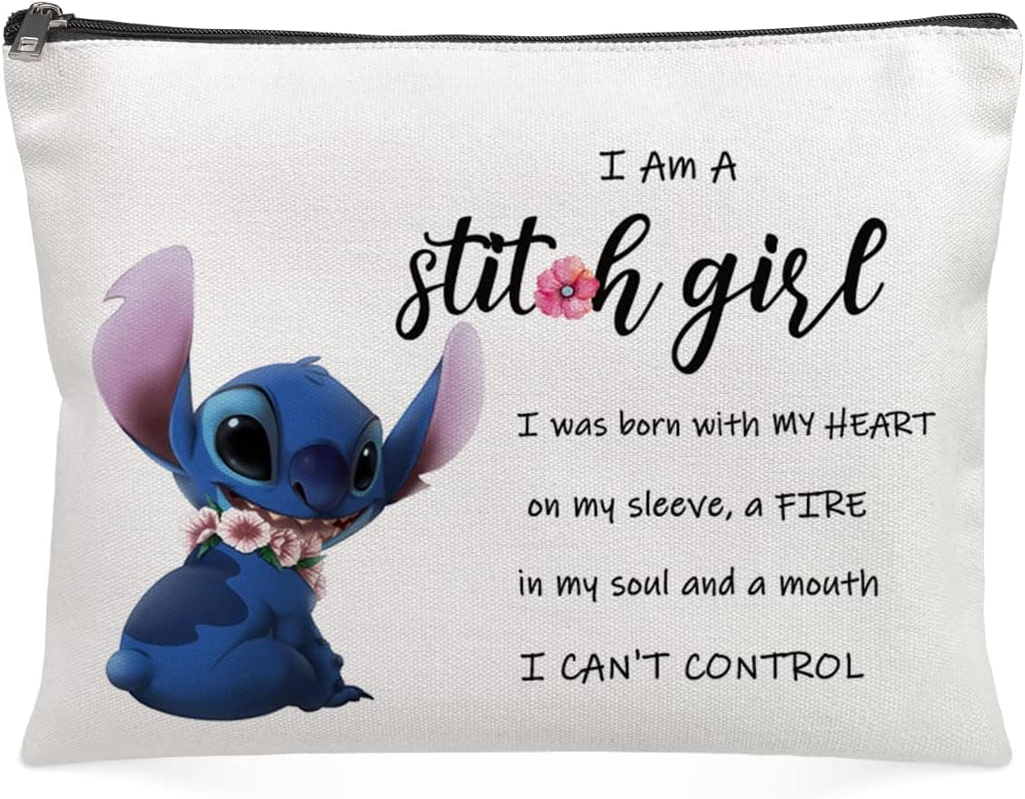 aoobly Cute Spirit Animal Cosmetic Makeup Bag for Anime Fans, I Am A Girl,Canvas Cottton Canvas with Zipper Pouch Case for Tv Fans Girls Gifts