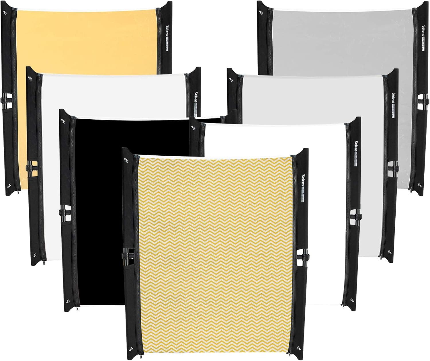 Selens 7-in-1 Photography Reflector with Frame, 37x31in Collapsible Light Reflector Panel Kit with Handle and Carrying Bag for Photo Studio Indoor & Outdoor Lighting