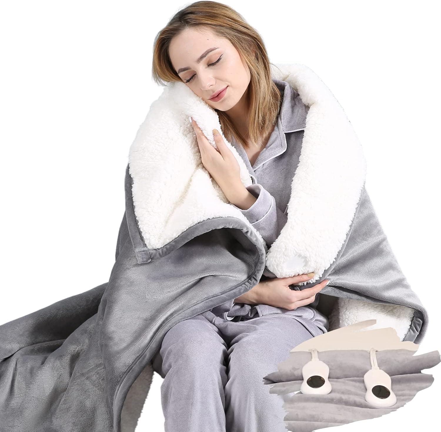 Arcticbear Stitchless Heated Throw Blanket, 10 Fast Heating Electric Blanket Throw, Office Heated Blanket Electric Blanket Twin,Grey Couch Electric Blanket,Sherpa Throw Heated,Warming Blanket, 50"x60"