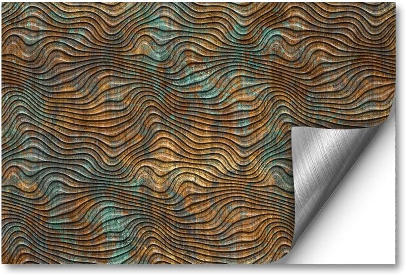 funlife Faux 3D Effect 1Pcs Flat Smooth Peel and Stick Backsplash Paper, Brushed PVC Tile Sticker for Kitchen, Waves Pattern 15.74"X23.6" Bronze