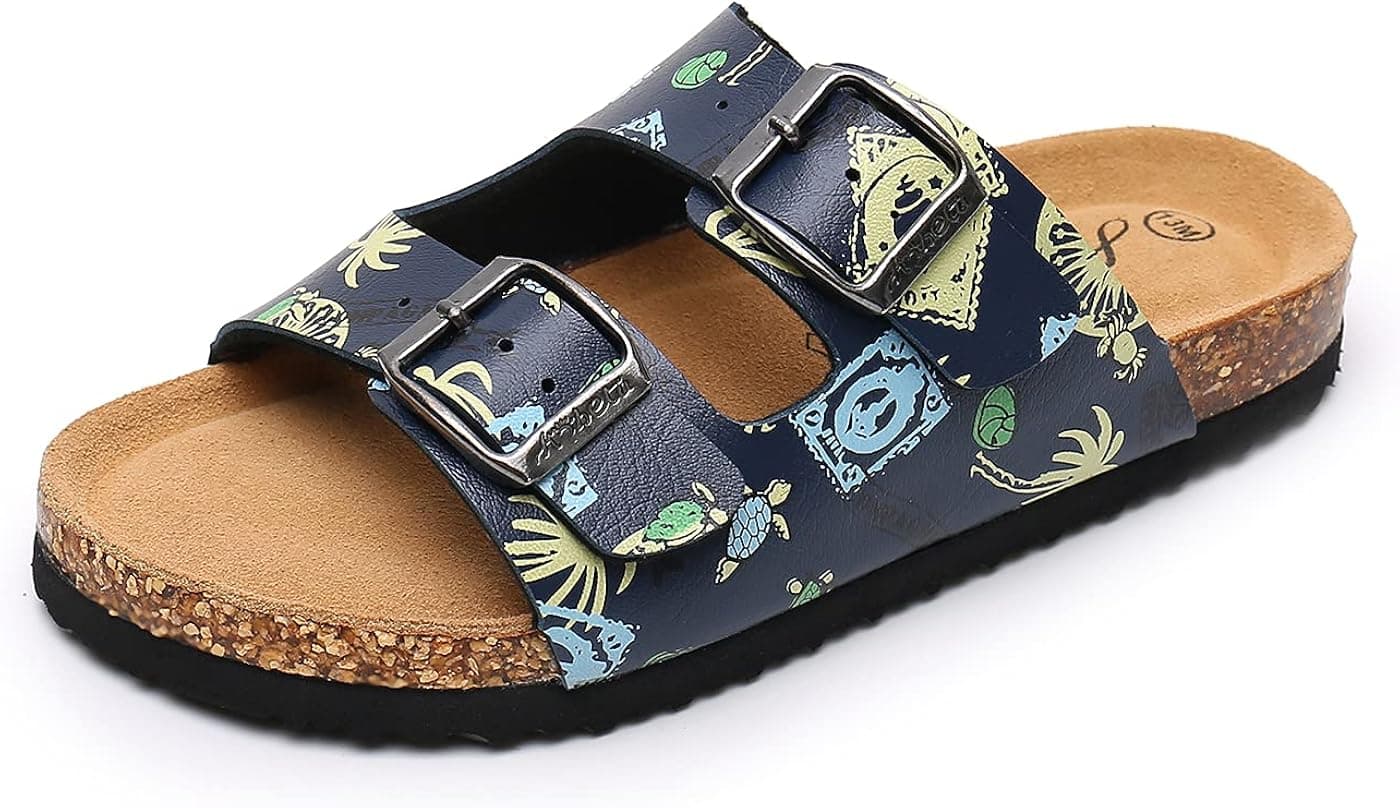 AOBETU Unisex-Child Slide Sandals - Boys & Girls Cork Footbed Sandals Open Toe Slip on Casual Summer Slides (Little Kid/Big Kid
