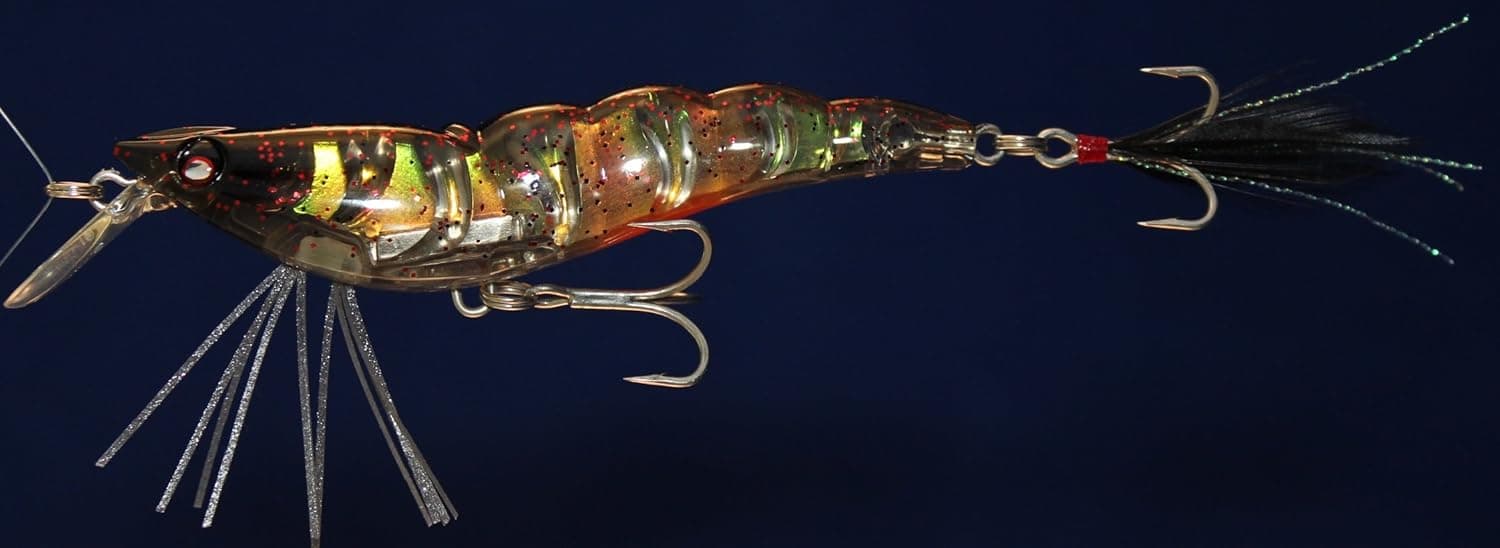 Yo-Zuri Crystal 3D Shrimp Slow Sinking Lure, Holographic Smoke Red Flake, 3 1/2-Inch