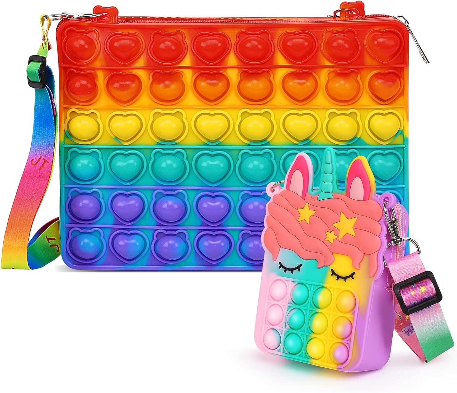 Valentine's Day Gifts for Girls, Pop Purse Fidget Toys, Unicorn Gift for Girls, Pop Shoulder Bag Push Bubble Sensory Pop Fidget Toy, Figets Girl Toy for 2 3 4 5 6 7 8 10 12 Year Old Birthday