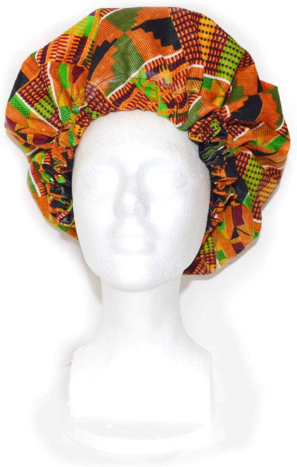 African Print Kente Ankara Hair Bonnet Hat Cotton Satin Sleep and Stylish Wear Cap Premium Elastic Band
