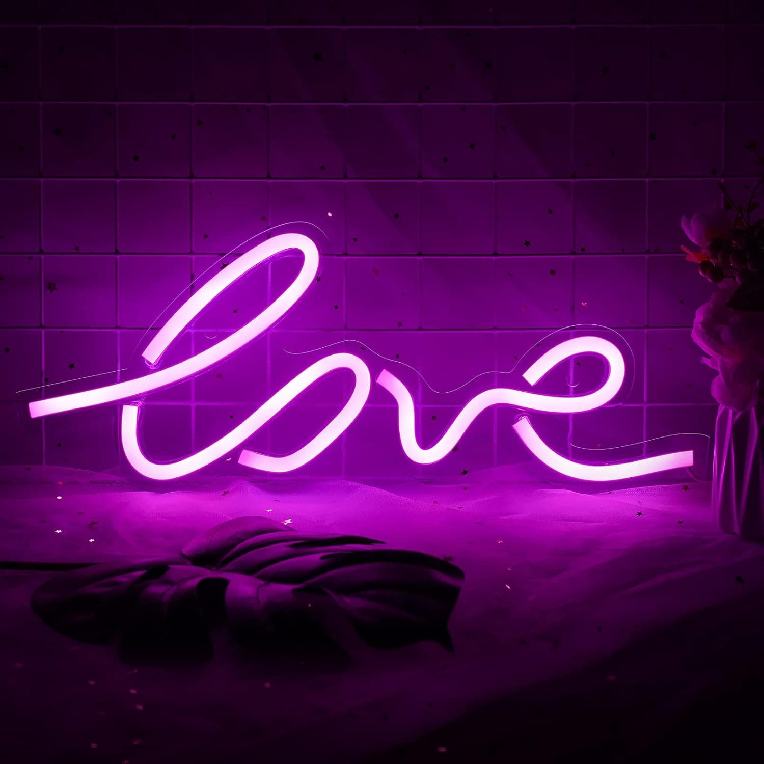 LED Neon Light Signs for Room Decor - Art Neon Signs Used for Wall Decor for Bedroom Aesthetic, Bar, Lounge, Office, Wedding, Christmas Party Operated by USB (Dream-Blue) (Love-Pink)