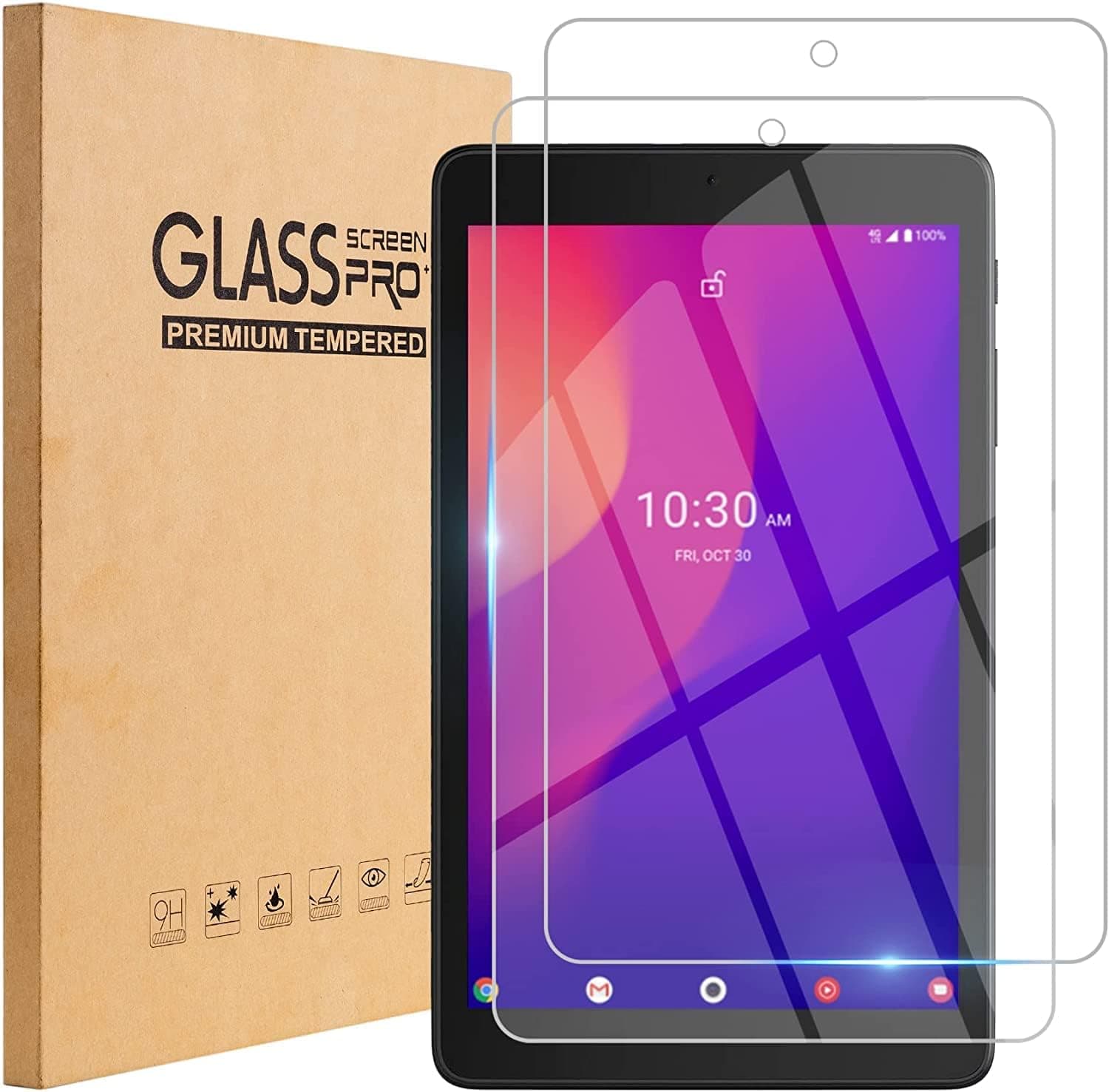2-Pack TOPESCT Screen Protector for Alcatel Joy Tab 2 2020(Model: 9032Z) / Joy Tab/Joy Tab Kids and Alcatel 3T 8'' Inch,Tempered Glass Film,9H Hardness, Ultra Clear, Anti-Scratch