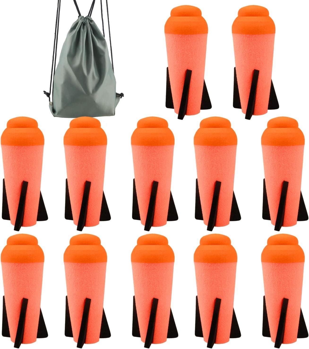 Mega Missile Refill for Nerf N-Strike Elite Series, 12Packs, Ruibytree Compatible Darts Mega Missile Refill Bullets Foam Rockets for Nerf Party- with Storage Bag