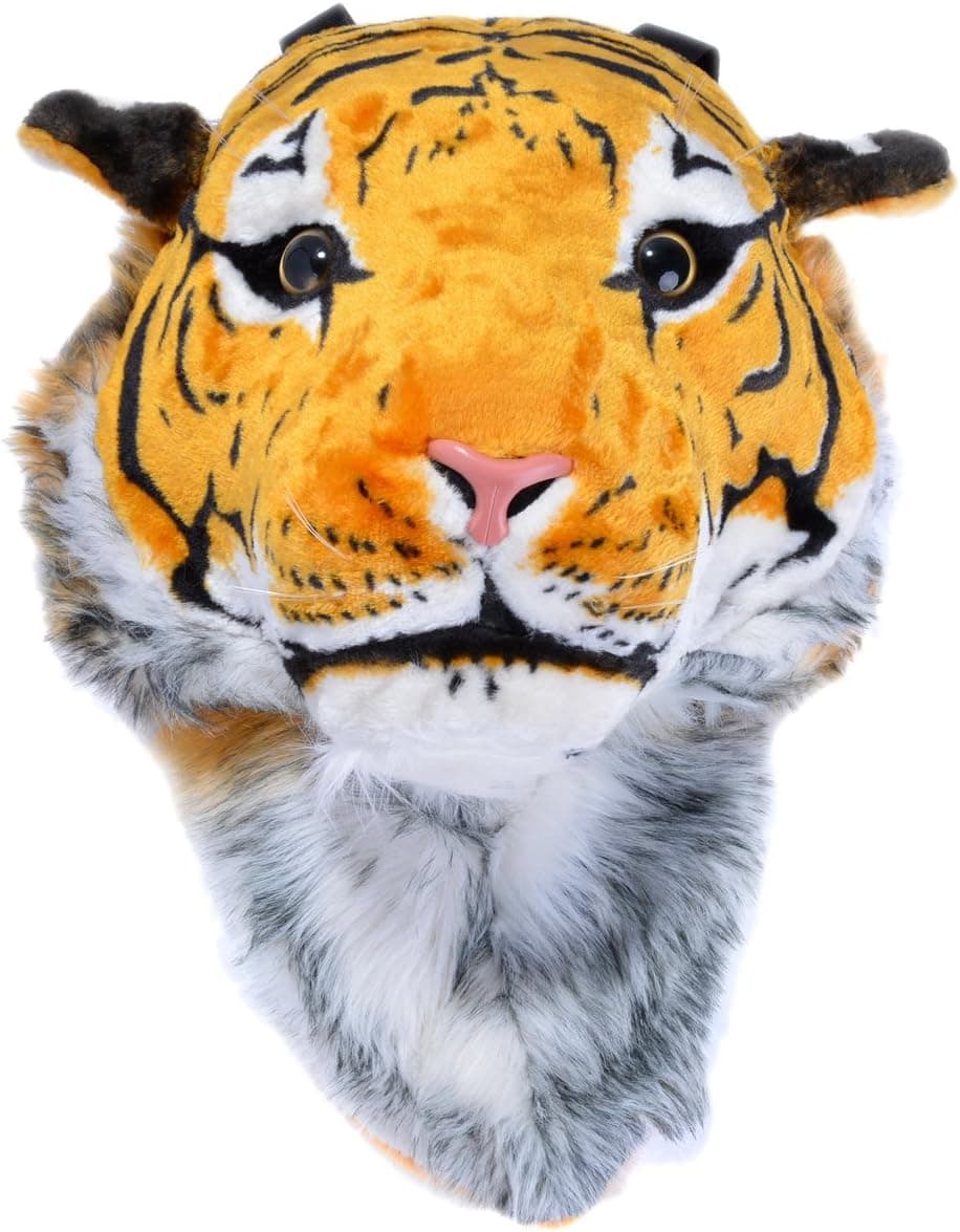 Cool Huge Plush Tiger Head Bag Laptop Packsack Backpack for Girls (Yellow)