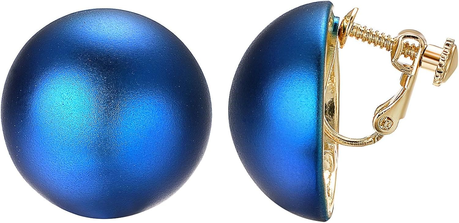 Yoursfs Clip On Earrings For Women Adjust Screws Earring For Non Pierced Earrings Blue
