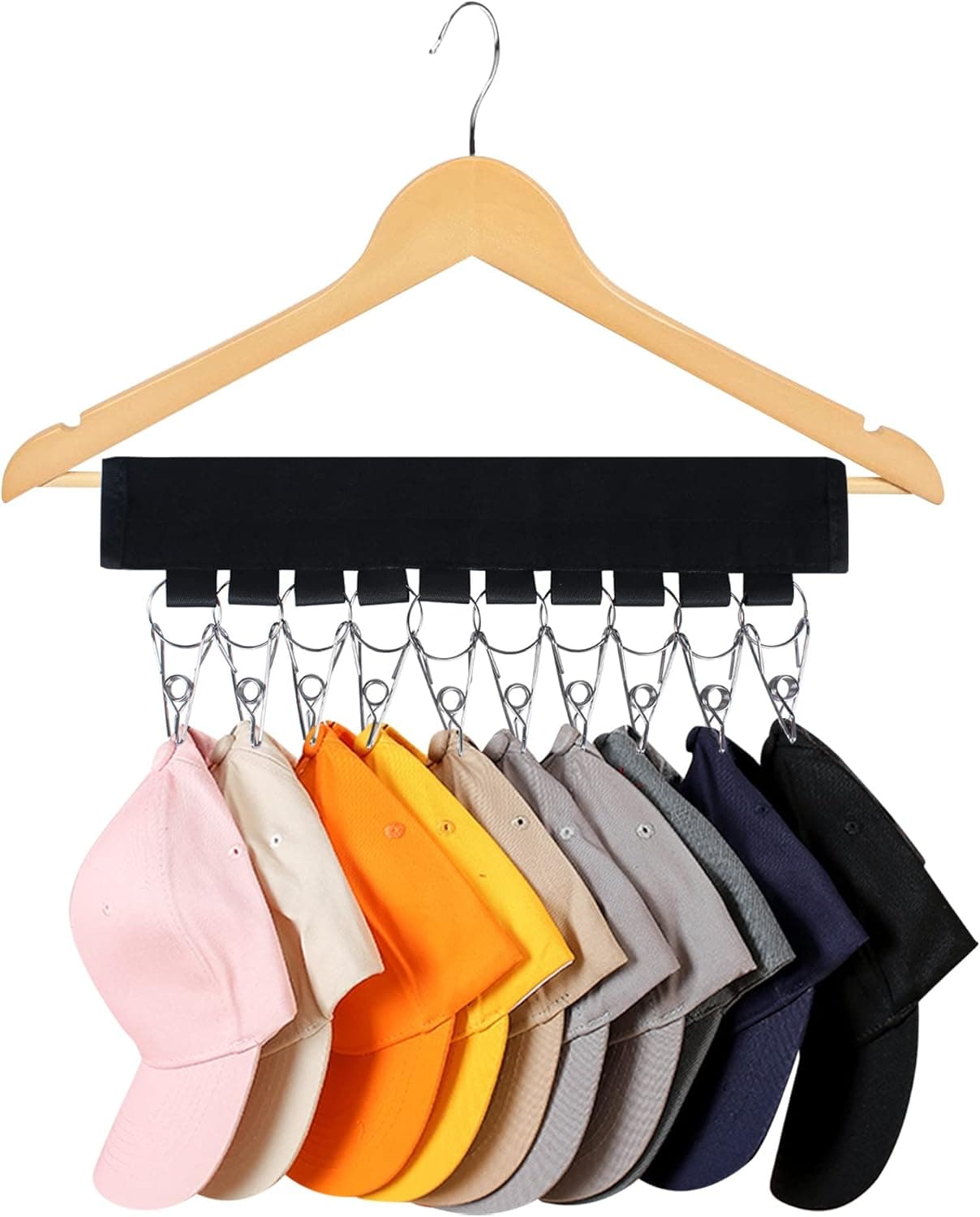 ZOTIMEF Hat Organizer for Baseball Caps Hat Rack Holder for Hanger & Room Closet Display, 1Pack 10 Hat Storage Clips for Hang Ball Caps Beanie & Accessories, for Men,Women Gift