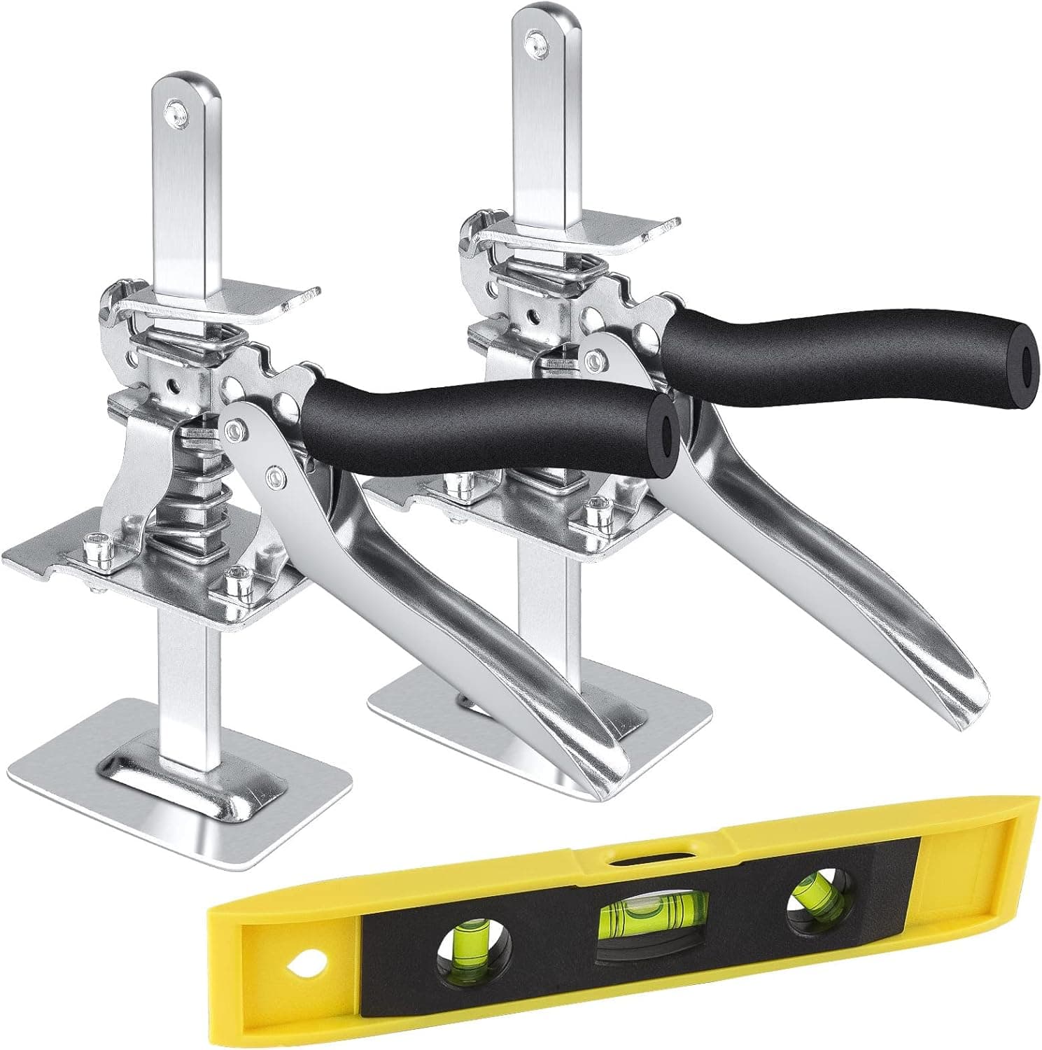2 Packs Labor Saving Arm,Improved Hand Tool Jack Set,Cabinet Door Window Panel Lifting Jack, Wall Tile Height Adjuster,Tool for Floors Doors Tile Installation and Level Ruler