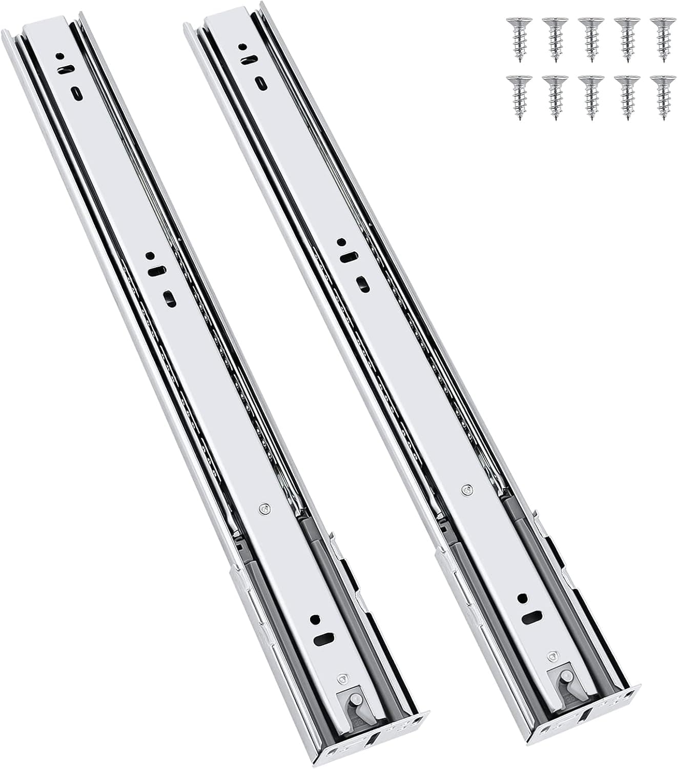knobelite 16 Inch Soft Close Side Mount Drawer Slides, 3 Folds Full Extension Ball Bearing Side Mount Drawer Rails, 100 LB Capacity with Screws and Instructions 10 Pairs