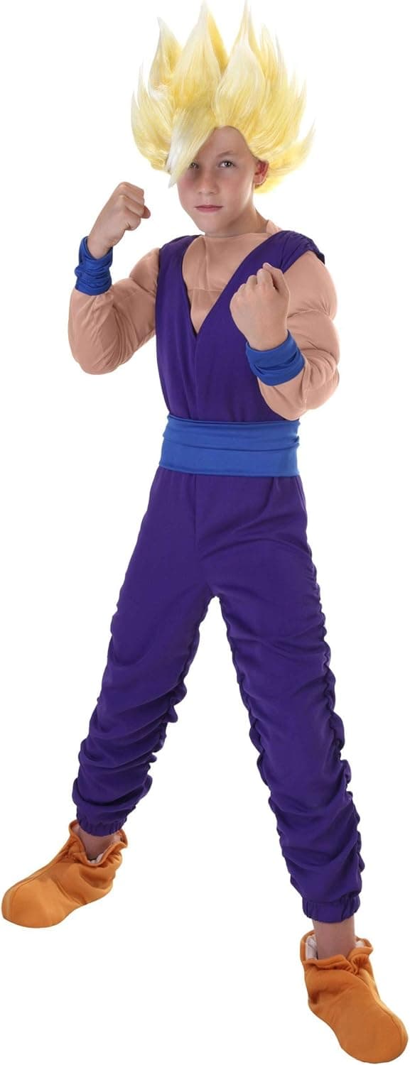 Dragon Ball Z Kid Gohan Costume for Boys, Officially Licensed DBZ Anime Purple Super Saiyan Gohan Cosplay Costume