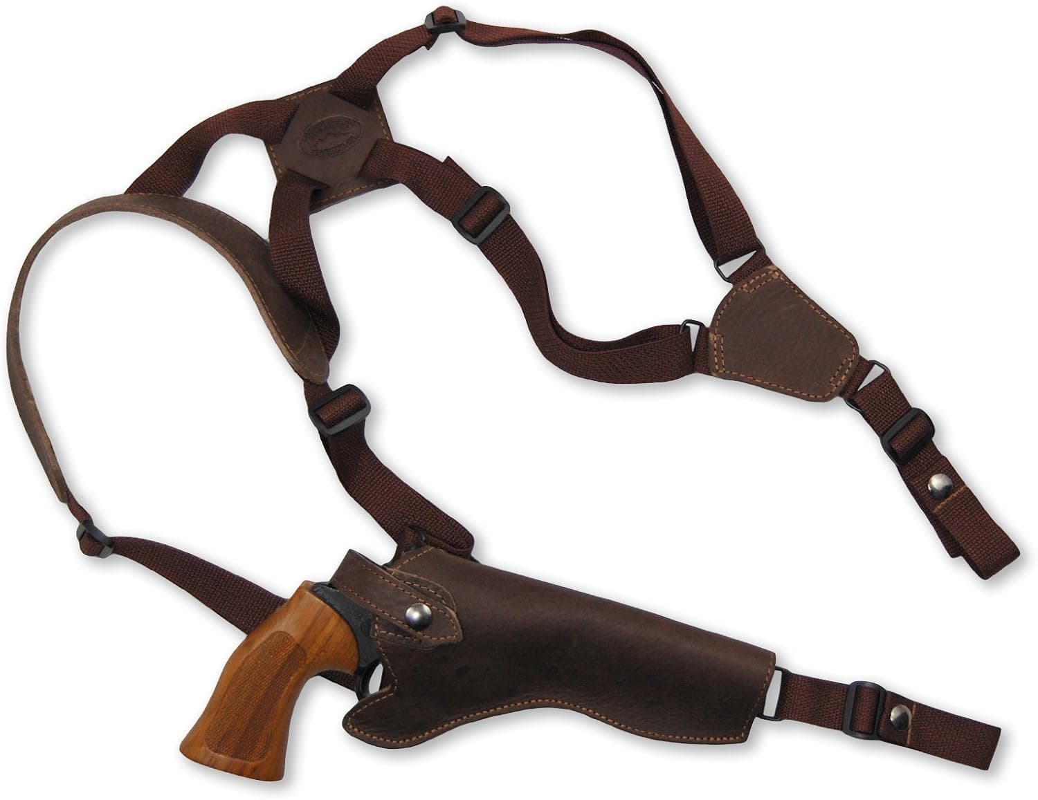 New Barsony Brown Leather Cross Harness Vertical Shoulder Holster for 6" 38 357 44 Revolvers