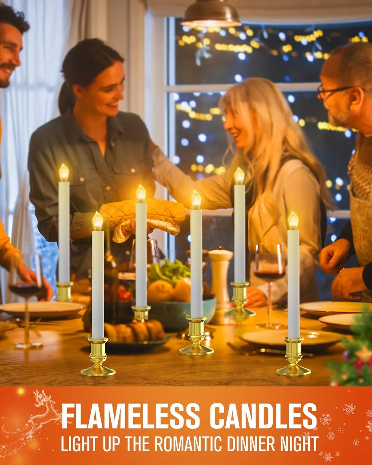 Holidayours Flameless Candles Light Battery Operated Taper Candles, with Remote & Timer LED Candle Flickering Warm 3D Wick Light, Best for Christmas Home Wedding Decor