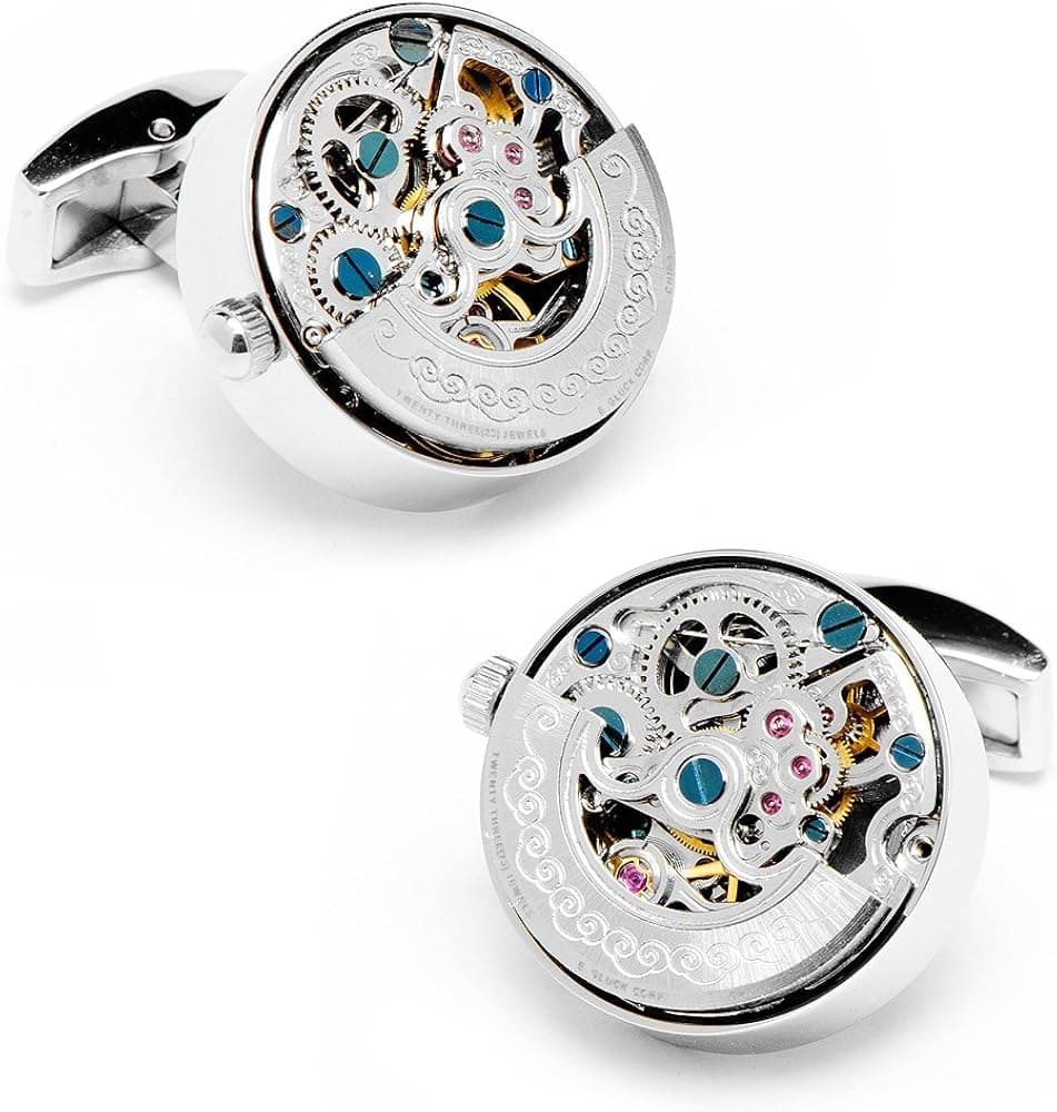Penny Black 40 Stainless Steel Kinetic Watch Movement Cufflinks Color: Silver