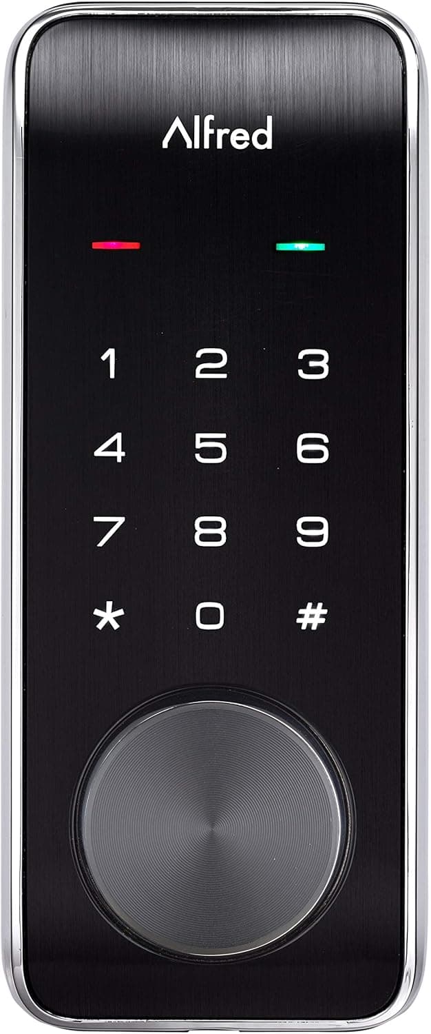 Alfred DB2-B Smart Door Lock Deadbolt Touchscreen Keypad, Pin Code + Key Entry + Bluetooth, Up to 20 Pin Codes (Chrome)
