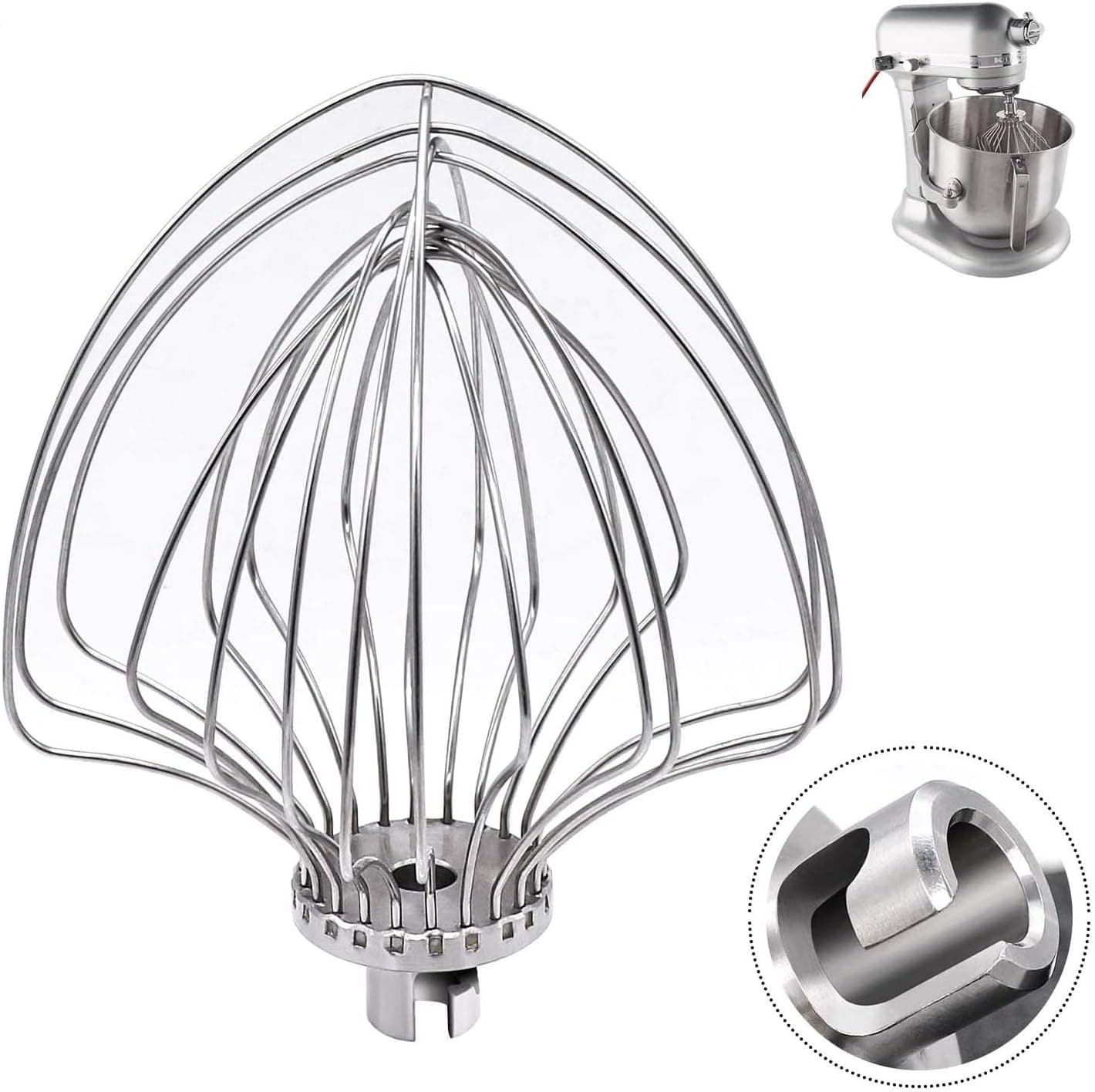 KN211WW Stainless Steel 11 Wire Whip Fit For Kitchen Mixer Aid 5 and 6 Quart Lift Stand Mixer