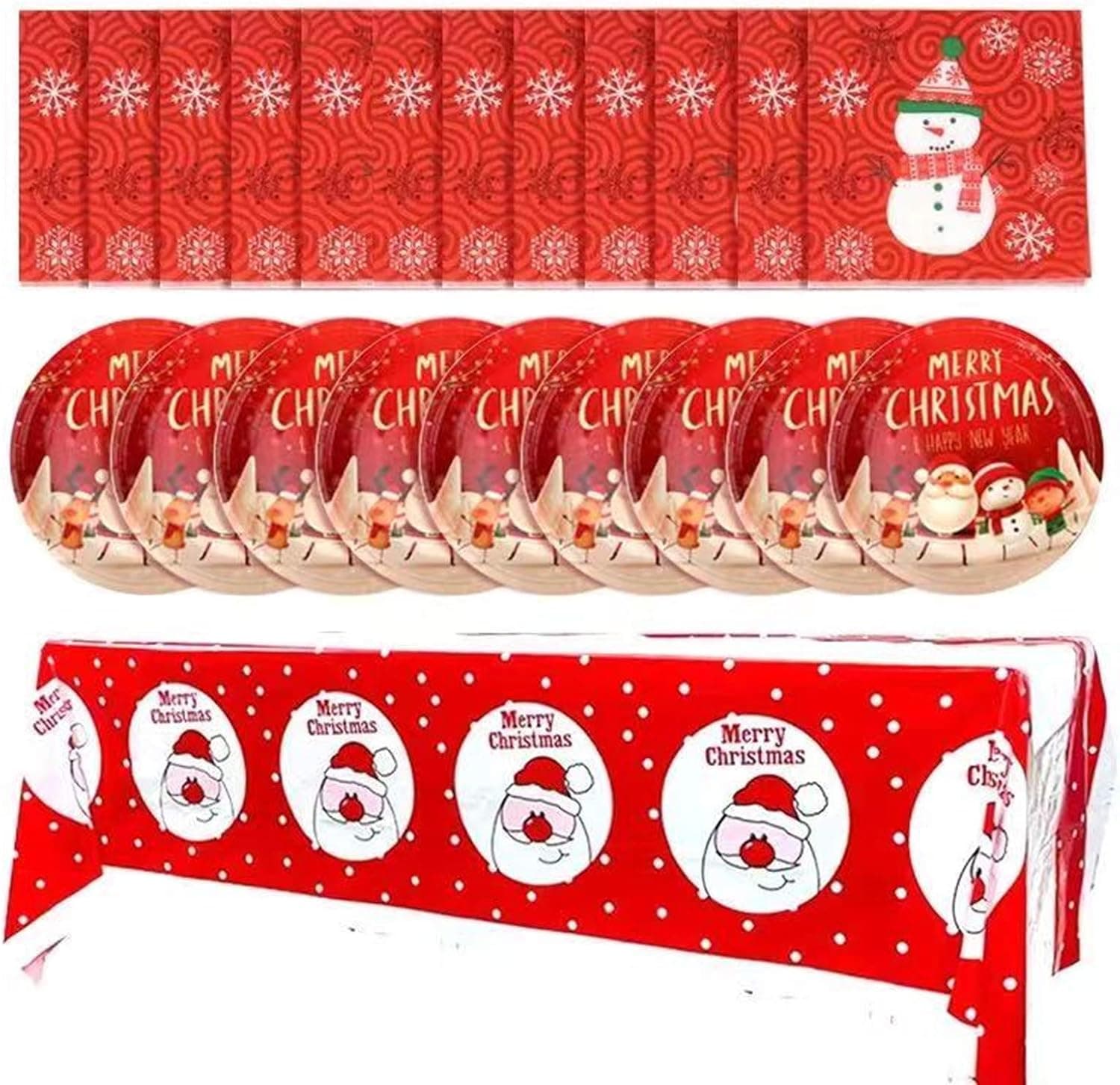 Y QWQWE Santa Party Plate Disposable birthday party supplies Christmas holiday party set including tissues and tablecloths