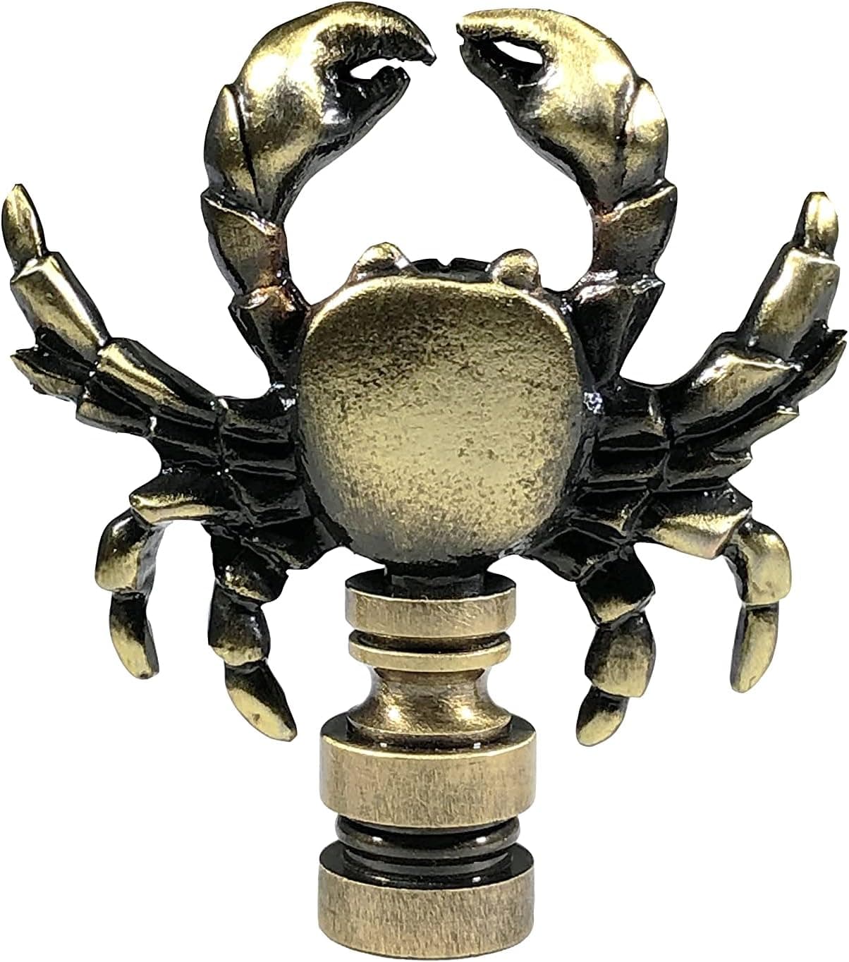 Royal Designs, Inc. Decorative Crab Lamp Finial, Antique Brass - Pack of 1
