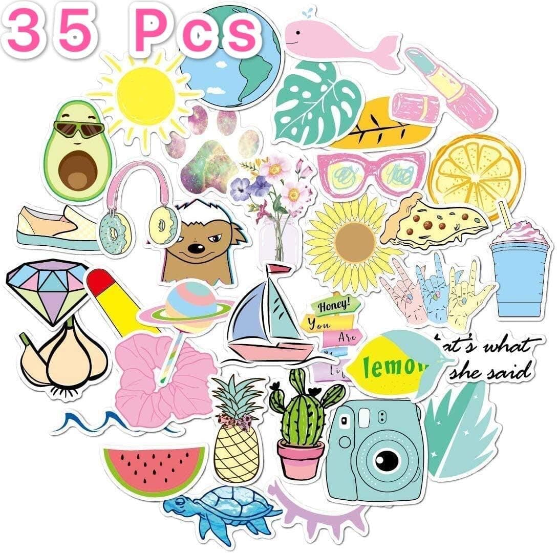 35 Pack Stickers for Water Bottles Funny Cute Stickers for Adults, Girls Perfect for Water Bottles, Hard Hat, Helmet, Laptop, Phone, Car, Motorcycle, Hydro Flask Stickers Travel Waterproof Cool Decals