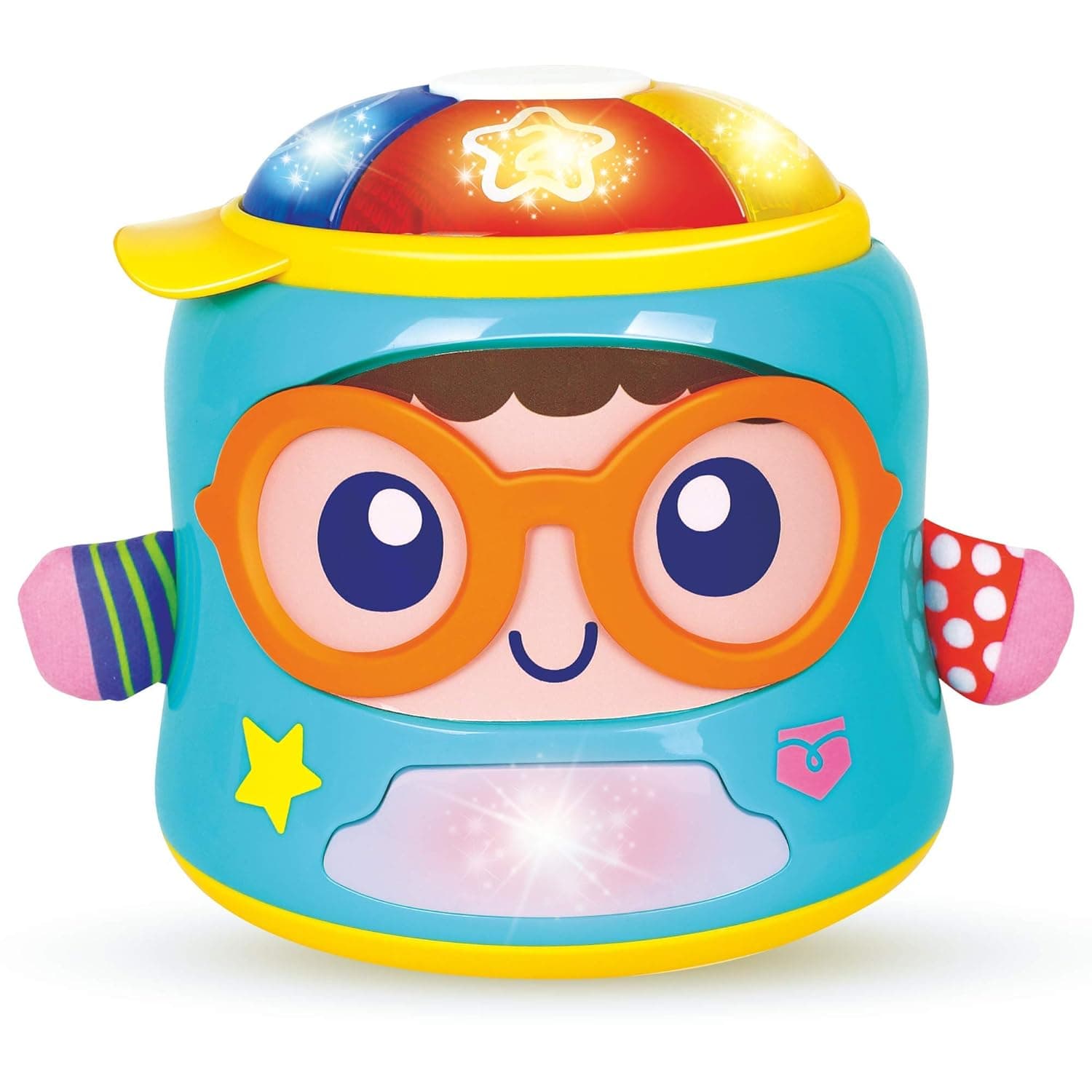 Happy Baby Musical Toy & Soother – Tumbler Baby Activity Toy for Crawling and Sitting Babies – Baby Sensory Toy with Lights, Words, Music & 2-Play Modes – for Babies 6 Months & Up