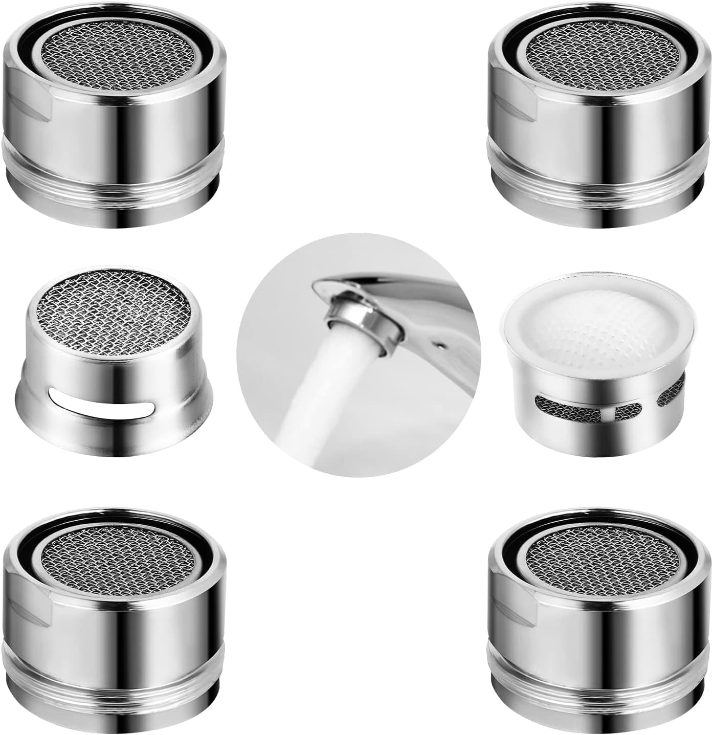 4 Pack Faucet Aerator 0.94 Inch 24mm Faucet Aerators Replacement, Kitchen and Bathroom Sink Aerator Replacement Parts, Brass Shell Faucet Filter with Gasket for Kitchen Bathroom