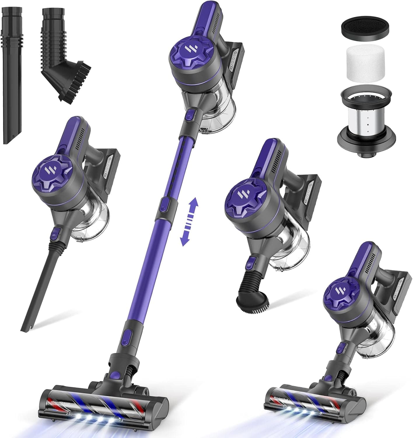 ZOKER Direct Cordless Vacuum Cleaner,Stick Vacuum Cleaner with Powerful Suction,Rechargeable Vacuum 2200mAh Battery Up to 30 Mins Runtime 6 in 1 Lightweight Vacuum Cleaner for Pet Hair Hardwood Floor