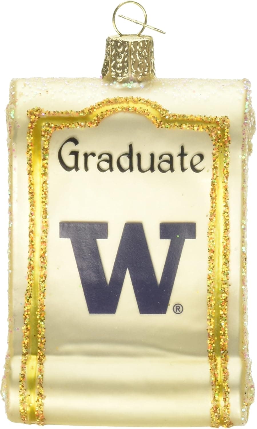 Old World Christmas University of Washington Diploma Glass Blown Ornament